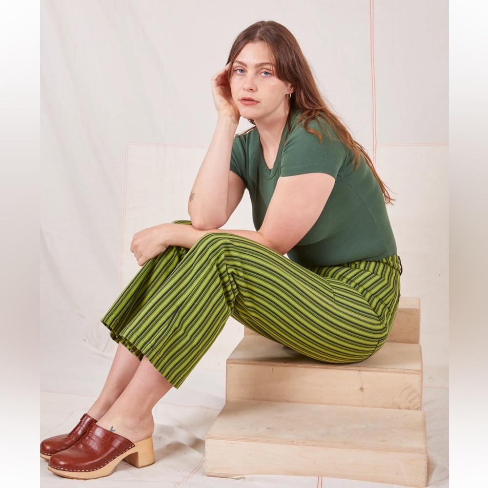 Green Mono Stripe Western Pants Big Bud Press XS nwt